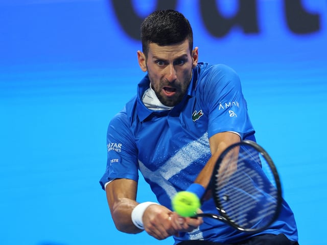 Tennis - Qatar Open - Khalifa International Tennis and Squash Complex, Doha, Qatar - February 18, 2025 Serbia's Novak Djokovic in action during his round of 32 match against Italy's Matteo Berrettini REUTERS/Ibraheem Al Omari