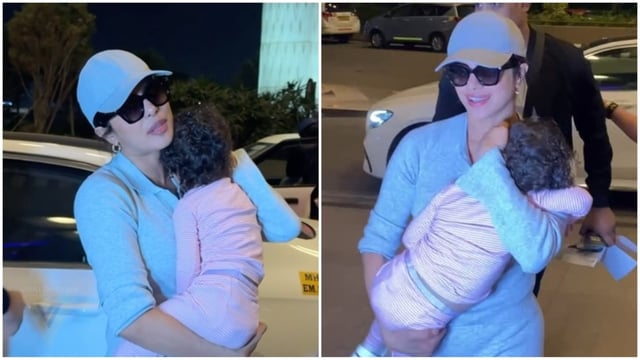 Priyanka Chopra with Malti Marie at the Mumbai airport. 