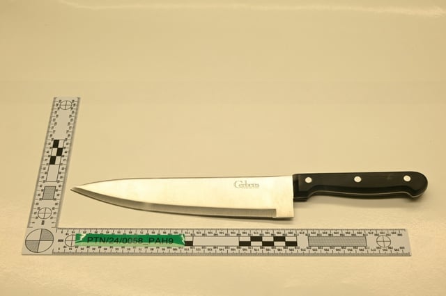 A handout image released by Merseyside Police  shows a replica of the knife used in the July Southport attack by Axel Rudakubana