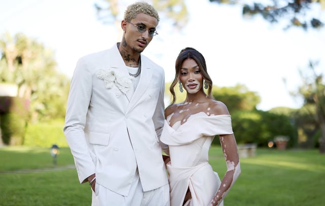 CAP D'ANTIBES, FRANCE - MAY 23: Kyle Kuzma and Winnie Harlow attend the amfAR Gala Cannes 2024 - 30th Edition with DraftKings at Hotel du Cap-Eden-Roc on May 23, 2024 in Cap d'Antibes, France.  (Photo by Tim P. Whitby/Getty Images for DraftKings )