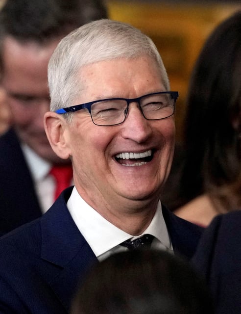 Apple CEO Tim Cook attends the 60th Presidential Inauguration in the Rotunda of the U.S. Capitol in Washington, Monday, Jan. 20, 2025.