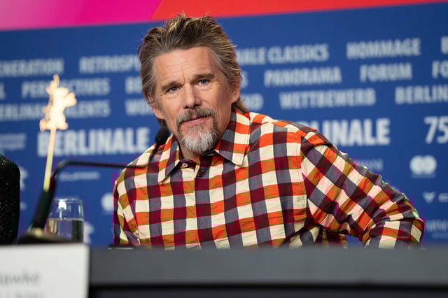 Ethan Hawke at a press conference for the film "Blue Moon" during the International Film Festival, Berlinale, in Berlin, on Feb. 18.