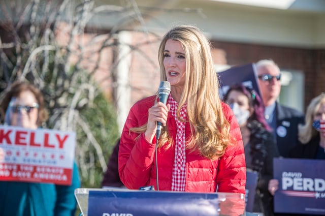 Kelly Loeffler campaigns at Augusta Regional Airport in Augusta, Ga., Monday afternoon January 4, 2021.
