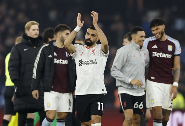 Soccer Football - Premier League - Aston Villa v Liverpool - Villa Park, Birmingham, Britain - February 19, 2025 Liverpool's Mohamed Salah applauds fans after the match Action Images via Reuters/Peter Cziborra
