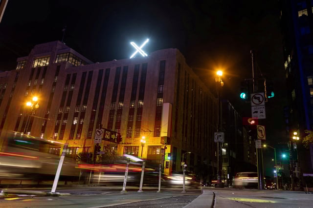 'X' logo is seen on the top of the headquarters of the messaging platform X, formerly known as Twitter, in downtown San Francisco, California, U.S., July 30, 2023.