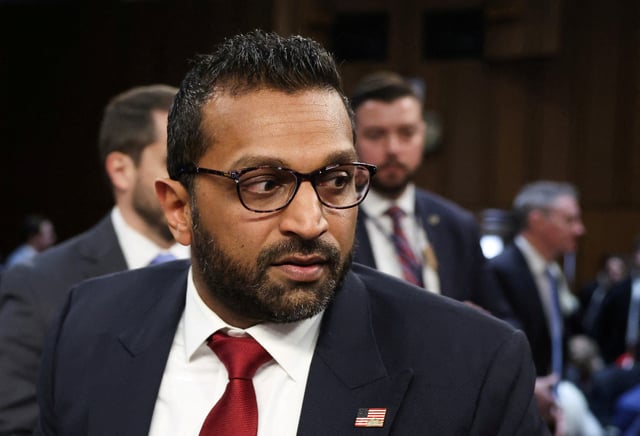 Kash Patel, U.S. President Donald Trump's nominee to be director of the FBI, departs after testifying before a Senate Judiciary Committee confirmation hearing on Capitol Hill in Washington, U.S., January 30, 2025. REUTERS/Evelyn Hockstein/File Photo