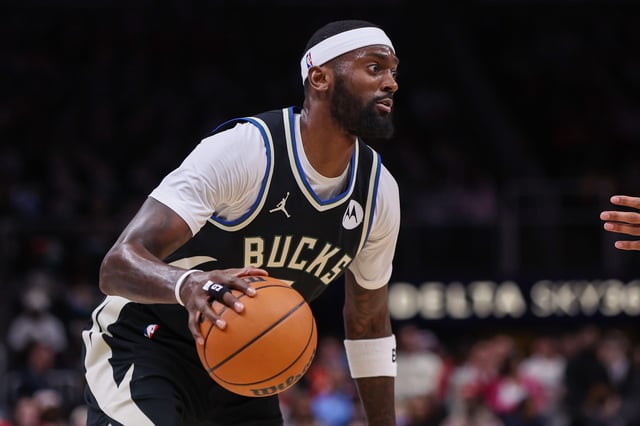 Milwaukee Bucks forward Bobby Portis dribbles against the Atlanta Hawks at State Farm Arena