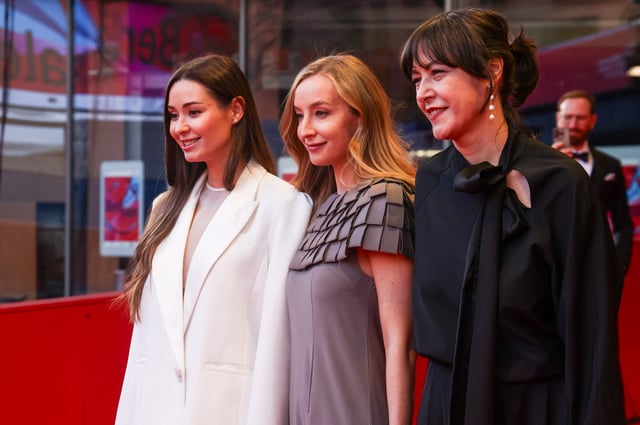 Natalia Libet, Olha Bregman and Zoya Lytvyn attend the screening of the documentary film 'Timestamp' at the 75th Berlinale International Film Festival in Berlin, Germany February 20, 2025.  REUTERS/Liesa Johannssen