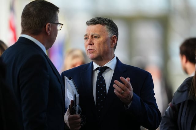 P.E.I. Premier Dennis King (right) talks with Saskatchewan Premier Scott Moe at a first ministers meeting in Ottawa on Wednesday, Jan.15, 2025. THE CANADIAN PRESS/Sean Kilpatrick