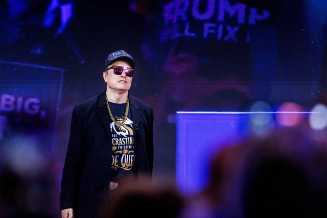 Elon Musk, chief executive officer of Tesla Inc. who is running the Department of Government Efficiency, arrives for the Conservative Political Action Conference (CPAC) in National Harbor, Maryland, on Thursday, February 20, 2025.