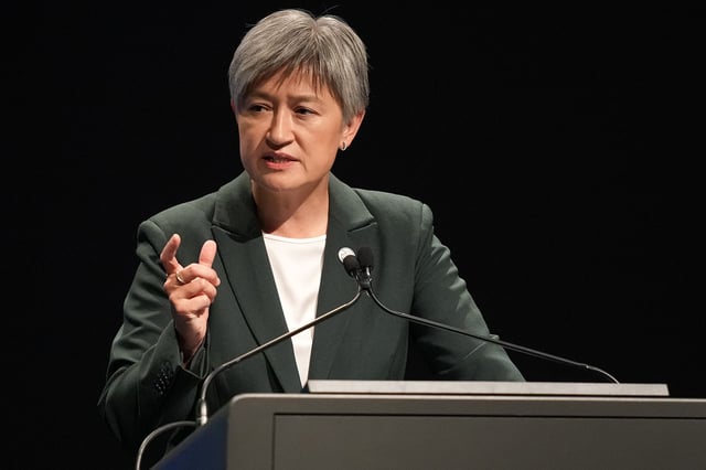 Minister for Foreign Affairs Penny Wong delivers her keynote speech during the ASEAN-Australia Special Summit on March 4, 2024 in Melbourne, Australia.