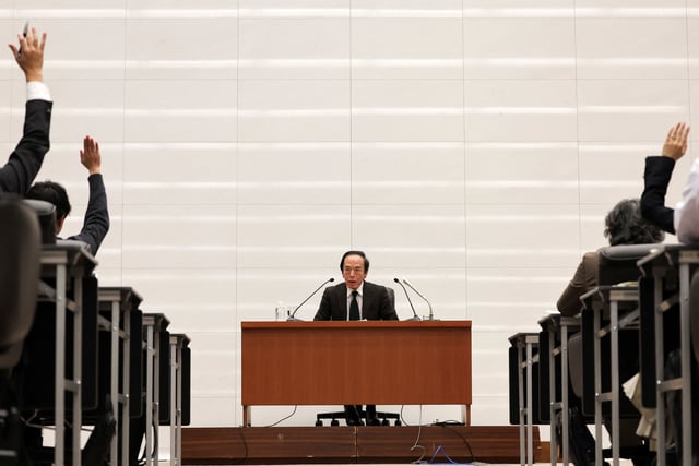 Bank of Japan Governor Kazuo Ueda attends a press conference after a policy meeting at BOJ headquarters, in Tokyo, Japan March 19, 2024. REUTERS/Kim Kyung-Hoon/File Photo
