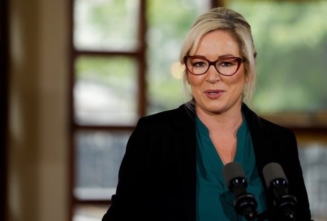 Northern Ireland's First Minister Michelle O'Neill attends a press conference in Dublin, Ireland September 13, 2024. REUTERS/Clodagh Kilcoyne/File Photo
