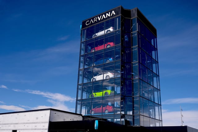 A Carvana car vending machine in Denver, Colorado.