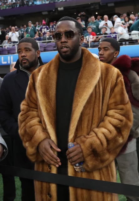Sean "Diddy" Combs prior to the game between the New England Patriots and the Philadelphia Eagles in Super Bowl LII at U.S. Bank Stadium.