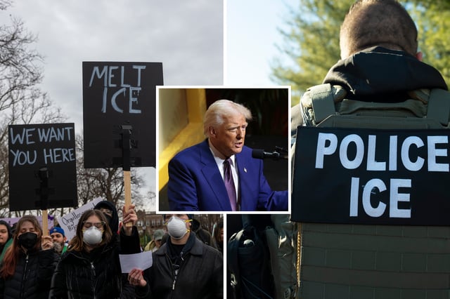 U.S. President Donald Trump (center) has ramped up immigration enforcement during his first month back in the White House, but those efforts are not without challenges.