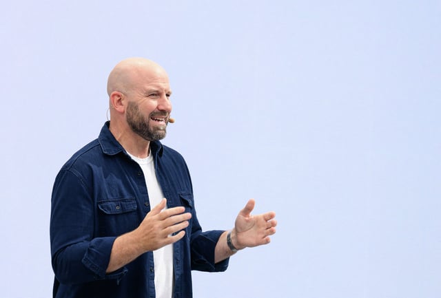 Andrew Bosworth, the chief technology officer of Meta, speaks during an event at the company’s headquarters in Menlo Park, Calif., on Sept. 27, 2023.