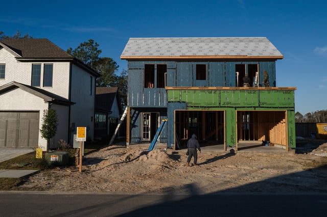 A home under construction at the Waterways subdivision in Gulf Shores, Ala., Dec. 6, 2024. 