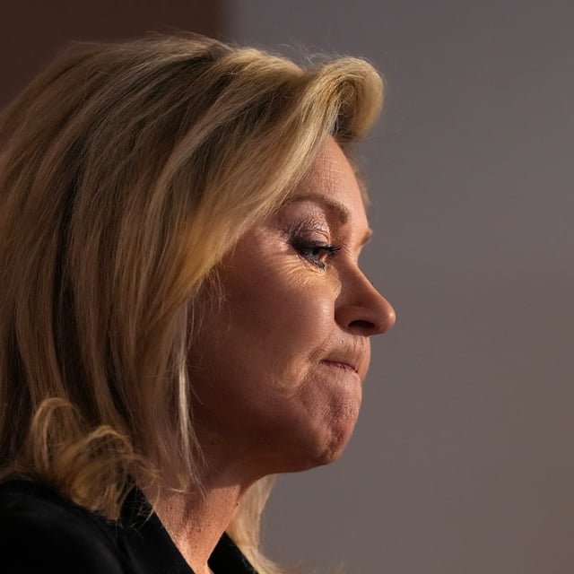 Ontario Liberal Leader Bonnie Crombie makes an announcement in Toronto on Friday, February 21, 2025. THE CANADIAN PRESS/Chris Young