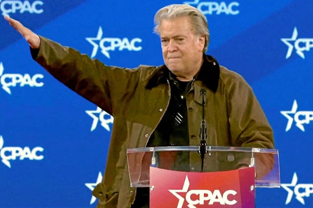 Steve Bannon à la Conférence d'action politique conservatrice (CPAC) à National Harbor, Maryland (États-Unis), le 20 février 2025.

