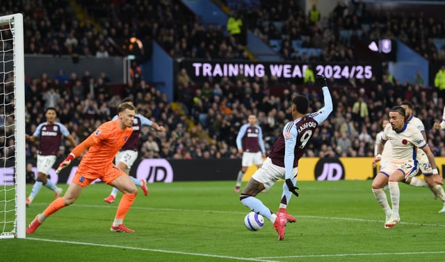 Soccer Football - Premier League - Aston Villa v Chelsea - Villa Park, Birmingham, Britain - February 22, 2025 Aston Villa's Marcus Rashford shoots at goal before Marco Asensio scores their first goal REUTERS/Jaimi Joy