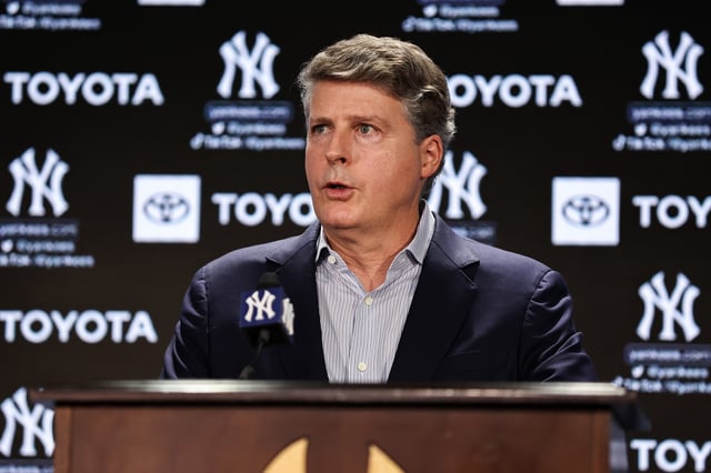 BRONX, NEW YORK - DECEMBER 21: Yankees principal owner Hal Steinbrenner speaks during a press conference at Yankee Stadium on December 21, 2022 in Bronx, New York.
