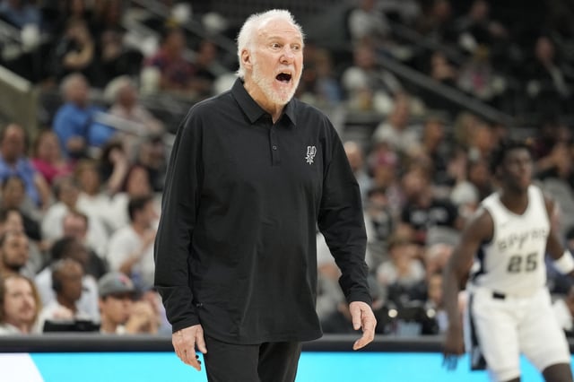 Oct 7, 2024; San Antonio, Texas, USA; San Antonio Spurs head coach Gregg Popovich reacts during the second half against the Oklahoma City Thunder at Frost Bank Center. Mandatory Credit: Scott Wachter-Imagn Images/File Photo