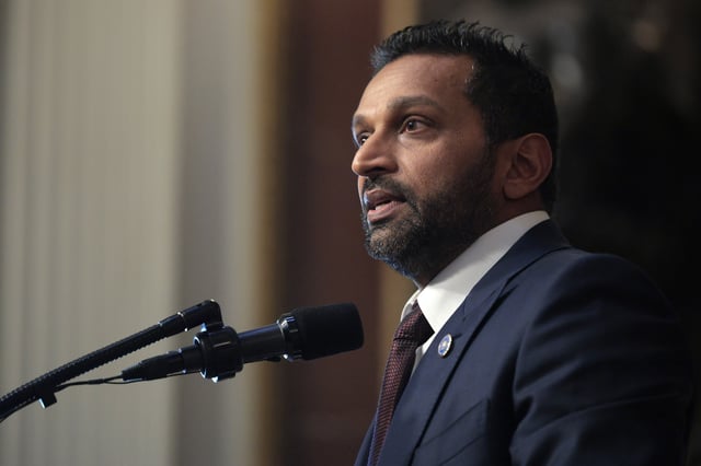 New Federal Bureau of Investigation Director Kash Patel speaks after he was sworn in during a ceremony in the Indian Treaty Room in the Eisenhower Executive Office Building on February 21, 2025, in Washington, DC.