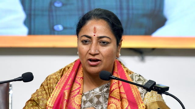 Delhi Chief Minister Rekha Gupta addresses a press conference ahead of the Delhi Assembly session, which will commence on February 24.