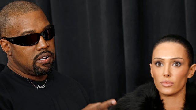 LOS ANGELES, CALIFORNIA - FEBRUARY 02: (FOR EDITORIAL USE ONLY) (L-R) Kanye West and Bianca Censori attend the 67th GRAMMY Awards on February 02, 2025 in Los Angeles, California. (Photo by Frazer Harrison/Getty Images)