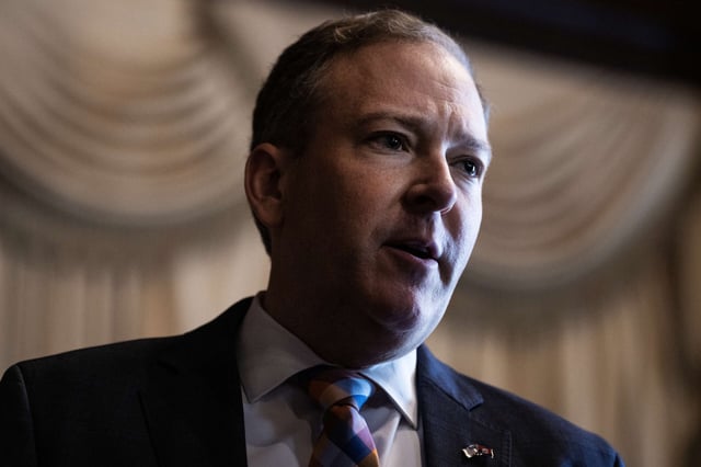 Lee Zeldin, administrator of the Environmental Protection Agency, speaks with reporters after a water policy rule signing ceremony to allow "West Virginia the independence it needs to permit and regulate itself," in Washington, D.C., on February 18, 2025.