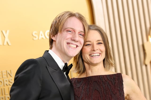 Jodie Foster, right, made a rare appearance with her son Charles Bernard Foster at the SAG Awards on Sunday.