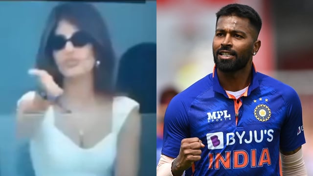 Hardik Pandya's rumoured girlfriend Jasmin Walia blows kisses to cricketer.