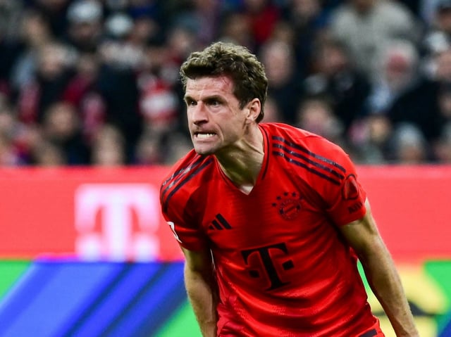 Thomas Müller war im Spiel gegen Eintracht Frankfurt sauer auf Bayern-Kollege Konrad Laimer. (Foto: 23. Februar 2025)
