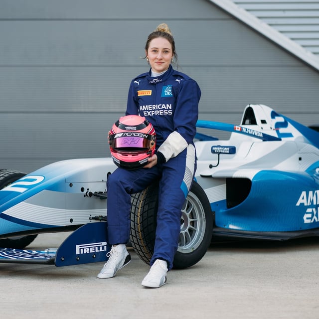 Canadian driver Nicole Havrda poses in this undated handout photo. Havrda will race for Rodin Motorsport in the F1 Academy series this season. Launched by Formula One in 2023, F1 Academy was created to help young women develop and rise to higher levels of motorsport. It is considered the top female-only championship. THE CANADIAN PRESS/HO - Parc Fermé Co  **MANDATORY CREDIT**