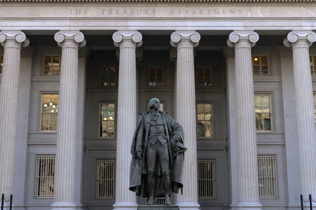 FILE - The U.S. Department of the Treasury building is seen in Washington, Nov. 18, 2024. (AP Photo/Jose Luis Magana, File)