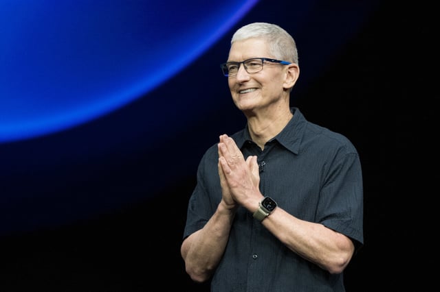 Apple CEO Tim Cook speaks during Apple&#39;s &#34;It&#39;s Glowtime&#34; event in Cupertino, California, September 9, 2024