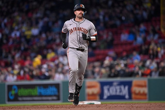 May 1, 2024; Boston, Massachusetts, USA; San Francisco Giants catcher Tom Murphy (19) runs the bases after hitting a home run during the third inning against the Boston Red Sox at Fenway Park. Mandatory Credit: Eric Canha-USA TODAY Sports/File Photo
