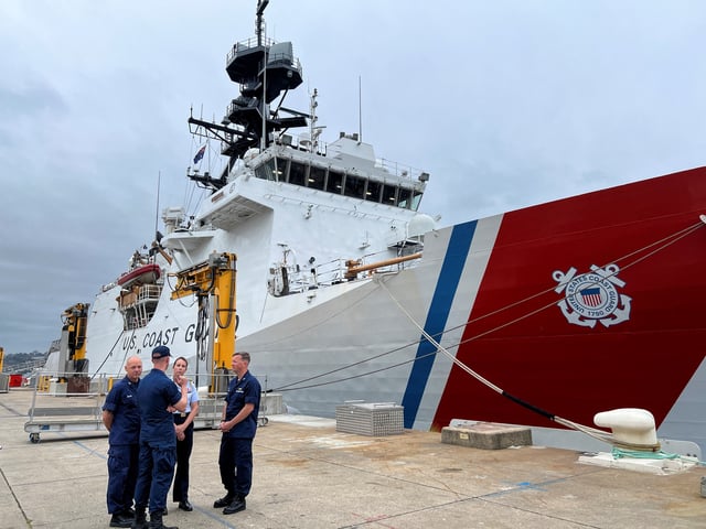 The U.S. Coast Guard national security cutter Midgett is seen in the port at HMAS Kuttabul in Sydney, Australia February 25, 2025. REUTERS/Kirsty Needham