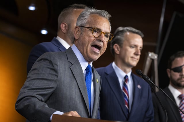Republican Congressman Mark Alford is pictured during a press conference in Washington, D.C. on June 26, 2024.