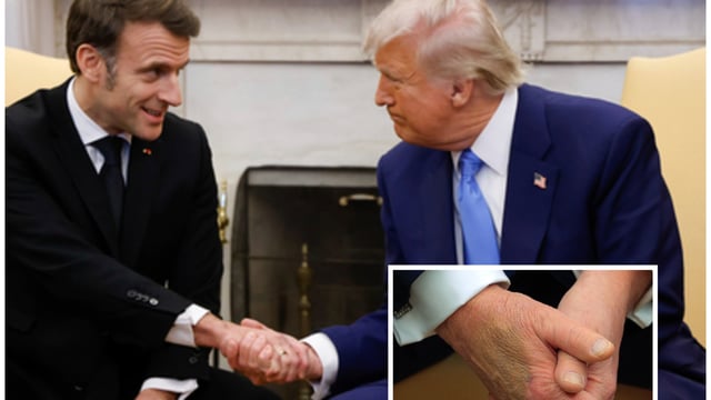 Trump grabbed Macron's hand to start the six-second power struggle as he made a playful remark that the French President had offered a deal on paper that differed from their verbal discussions.
