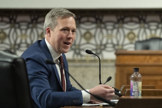 Daniel Driscoll, President Donald Trump's nominee to be the Department of Defense's Secretary of the Army, testifies before a Senate Armed Services Committee hearing on his nomination on Capitol Hill, Thursday, Jan. 30, 2025, in Washington (AP Photo/Manuel Balce Ceneta)