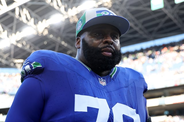 SEATTLE, WASHINGTON - OCTOBER 29: Jason Peters #70 of the Seattle Seahawks looks on after the game against the Cleveland Browns at Lumen Field on October 29, 2023 in Seattle, Washington.
