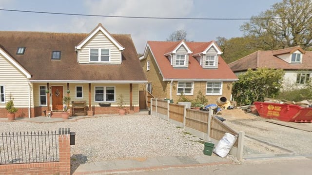 The Hortons built a smaller new home next to their one one, left, but it was too close to the Orchards’ house, right