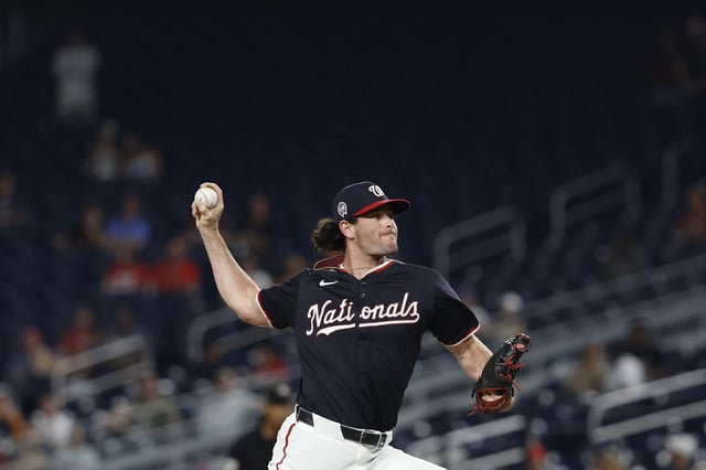 Sep 11, 2024; Washington, District of Columbia, USA; Washington Nationals relief pitcher Kyle Finnegan (67) pitches against the Atlanta Braves during the ninth inning at Nationals Park. Mandatory Credit: Geoff Burke-Imagn Images/File Photo