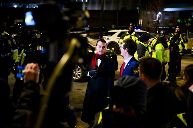 Paul Ingrassia, White House Liaison to the Justice Department, left, outside of the DC Central Detention Facility on January 20, in Washington, DC.