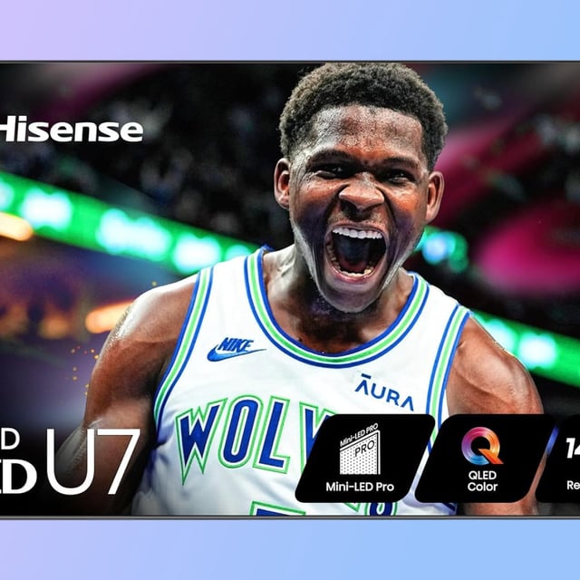 Hisense U7N on a blue to purple gradient background