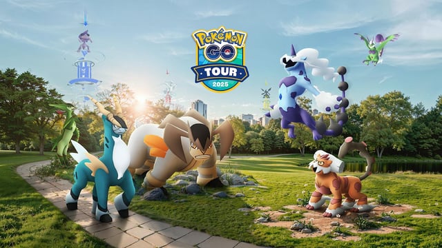 Several Legendary Pokémon on a Pokémon GO promo poster.