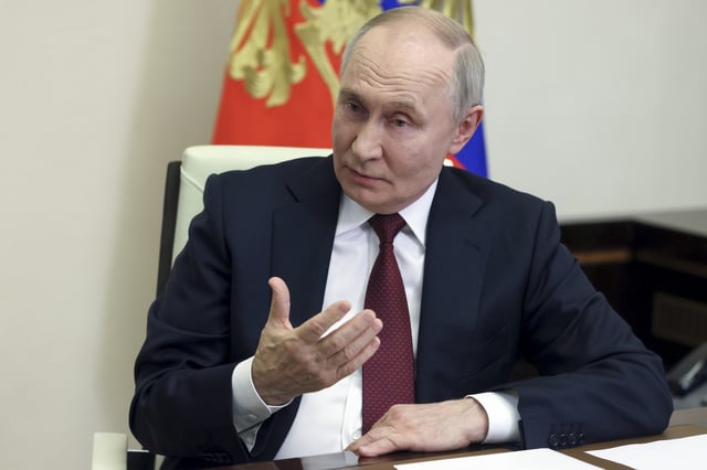 Russian president Vladimir Putin speaking during an interview with Russian journalist Pavel Zarubin at the Novo-Ogaryovo state residence outside Moscow, Russia on February 24, 2025.