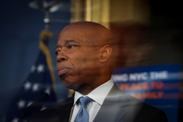 New York City Mayor Eric Adams attends a press conference at City Hall in Manhattan in New York City, U.S., February 24, 2025. REUTERS/Jeenah Moon/File Photo